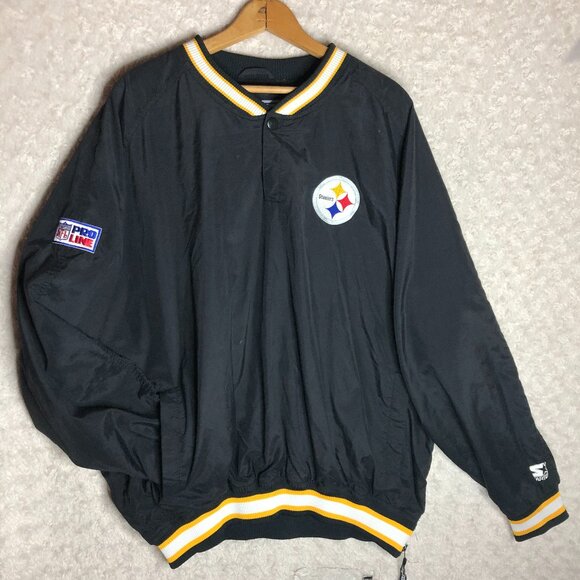 Starter Steelers NFL Pro Line Pullover Windbreaker Jacket Black Size XL‎ - Picture 1 of 11